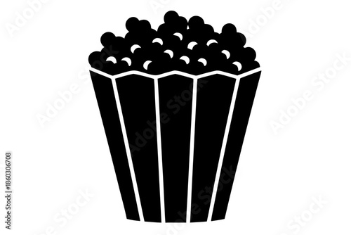 popcorn in a black box silhouette vector. popcorn  black symbol
