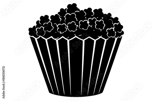 popcorn in a black box silhouette vector. popcorn  black symbol
