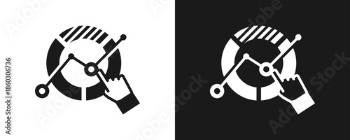 Market Trends Icon Set Glyph In White And Black Background