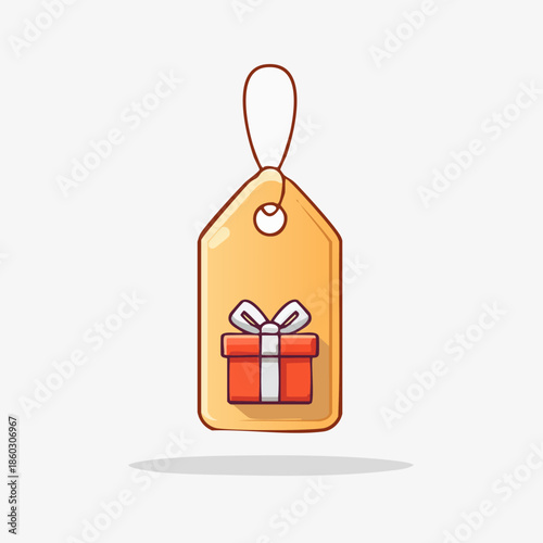 Gift Tag with Present Icon for Holiday Shopping.