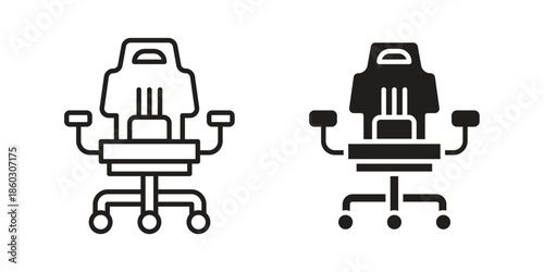 Gaming chair icons. glyph icon vector on white background. Flat and line vector