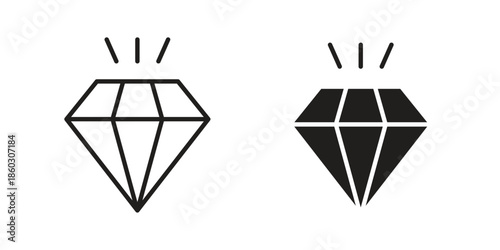 Gem icons. glyph icon vector on white background. Flat and line vector