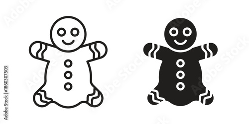 Gingerbread man icons. glyph icon vector on white background. Flat and line vector