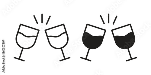 Glass-cheers icons. glyph icon vector on white background. Flat and line vector