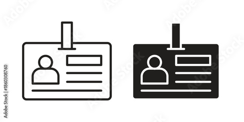 ID badge icons. glyph icon vector on white background. Flat and line vector