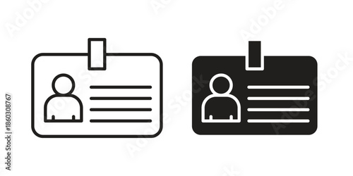 ID badge icons. glyph icon vector on white background. Flat and line vector