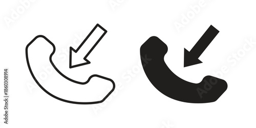Incoming Call icons. glyph icon vector on white background. Flat and line vector