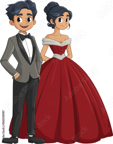 bride and groom in wedding dress