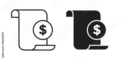 Invoice icons. glyph icon vector on white background. Flat and line vector