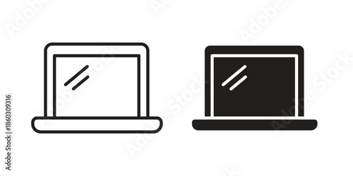 Laptop icons. glyph icon vector on white background. Flat and line vector