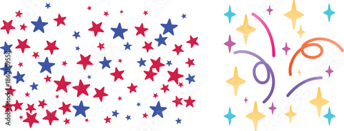 Confetti Background Icon set. Multicolor confetti abstract background with a lot of falling pieces, isolated on a white background. congratulatory background with colored confetti and serpentine.