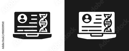 Genetic Data Icon Set Glyph In White And Black Background