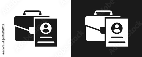 Portfolio Icon Set Glyph In White And Black Background