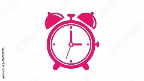 Flat vector icon of a magenta alarm clock for deadline