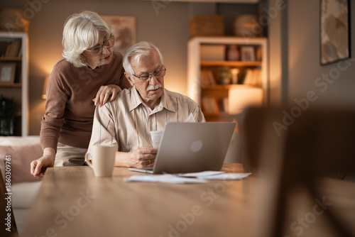 Valokuva Senior Couple Collaborating at Laptop in Cozy Home Office With Supportive Partne