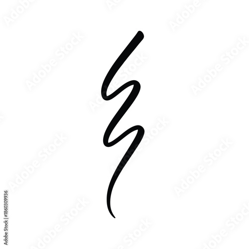Dynamic black squiggle line art design element