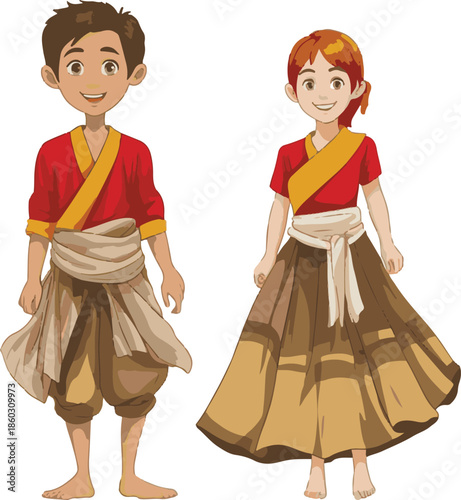 girls in traditional clothes