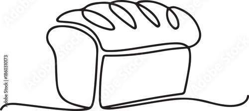Single continuous line drawing of stylized online white bread shop logo label. Emblem bakery store concept. one line Icon drawing