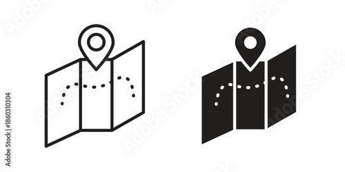 Map icons. glyph icon vector on white background. Flat and line vector