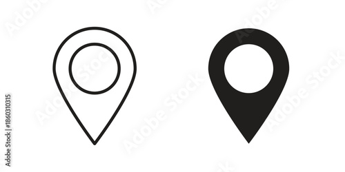 Map marker icons. glyph icon vector on white background. Flat and line vector