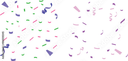 Confetti Background Icon set. Multicolor confetti abstract background with a lot of falling pieces, isolated on a white background. congratulatory background with colored confetti and serpentine.