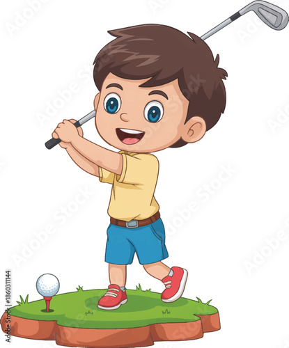 boy playing golf