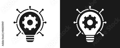 Initiative Icon Set Glyph In White And Black Background