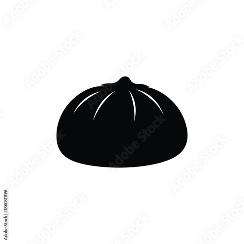 Simple black dumpling icon for culinary designs