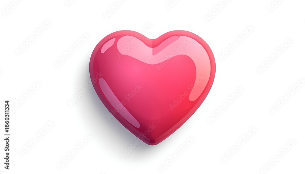 Fototapeta premium Glossy Pink Heart 3D Render Isolated on White Background
