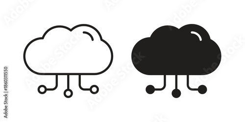 Network cloud icons. glyph icon vector on white background. Flat and line vector