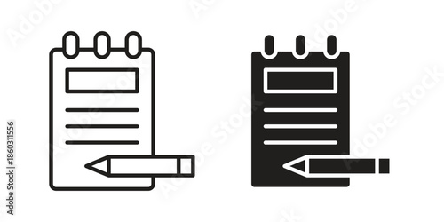 Notebook icons. glyph icon vector on white background. Flat and line vector