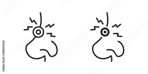 Nose pain icons. glyph icon vector on white background. Flat and line vector