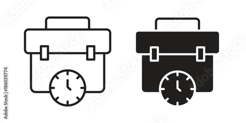 Office time icons. glyph icon vector on white background. Flat and line vector