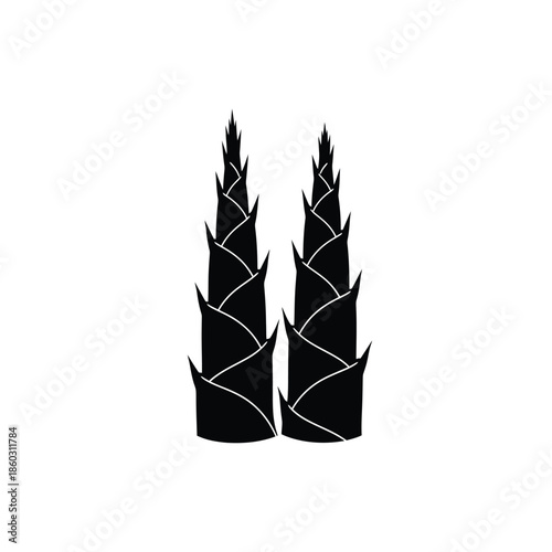 Stylized black silhouette of two wheat stalks