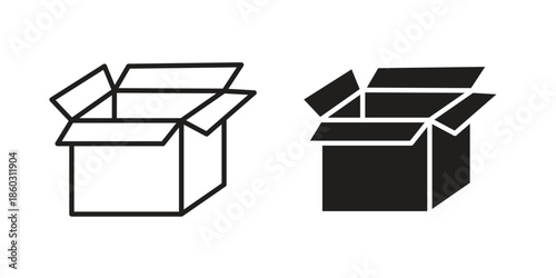 Open box icons. glyph icon vector on white background. Flat and line vector