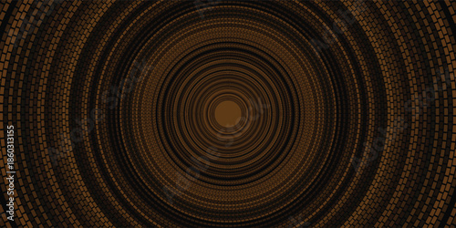 Abstract radial brick pattern. mosaic with circle in middle (floor, ceiling wall pattern for background) round geometric texture