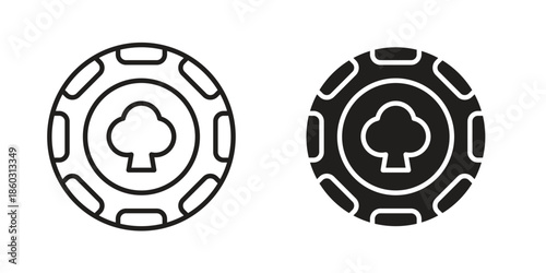 Poker chip icons. glyph icon vector on white background. Flat and line vector