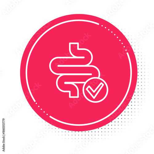White line Intestines icon isolated on isolated on white background. Human body internal organs. Red circle button. Vector