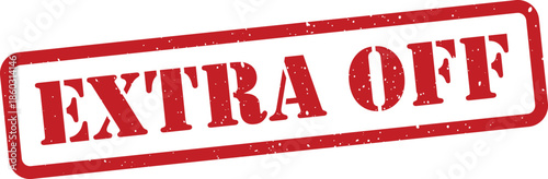 Red extra off stamp isolated on transparent background