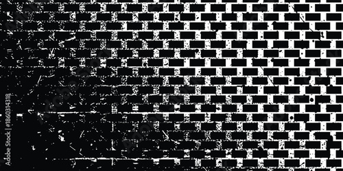 gradient Black and white brick wall.  Grunge black and white brick wall background. Abstract texture for background. gradient  grunge art