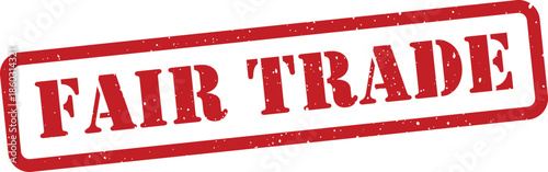 Red fair trade stamp isolated on transparent background