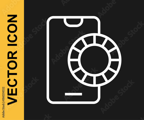 White line Online sports betting icon isolated on black background. Sport bet bookmaker. Betting online make money. Vector