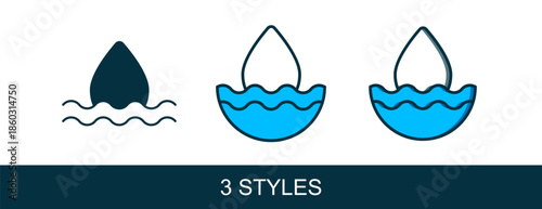 Filled outline Water drop icon isolated on white background. Vector