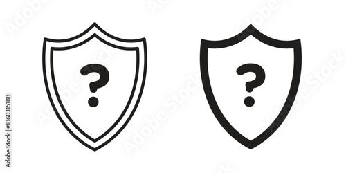 Shield interrogation icons. glyph icon vector on white background. Flat and line vector