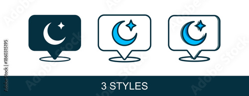 Filled outline Moon and stars icon isolated on white background. Cloudy night sign. Sleep dreams symbol. Full moon. Night or bed time sign. Vector