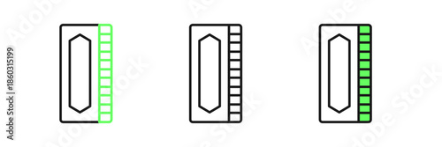 Set line Harmonica icon isolated on white background. Musical instrument. Vector