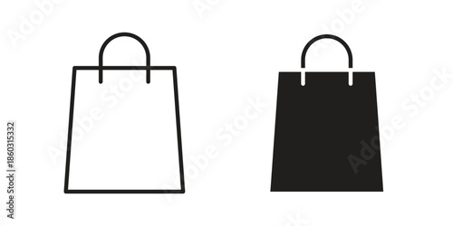 Shopping bag icons. glyph icon vector on white background. Flat and line vector