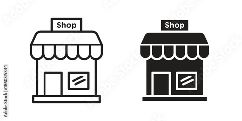 Shop icons. glyph icon vector on white background. Flat and line vector