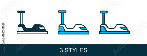 Filled outline Bumper car icon isolated on white background. Amusement park. Childrens entertainment playground, recreation park. Vector