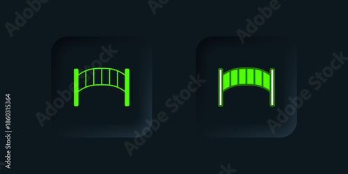 Green Playground kids bridge icon isolated on black background. Black square button. Vector